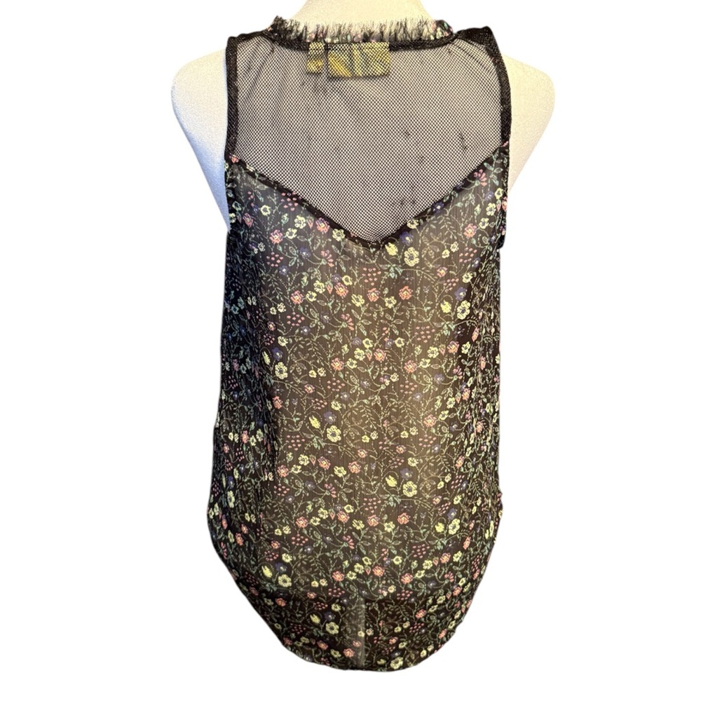 Princess Vera Wang Black Sleeveless Floral Tank Top-S - Picture 2 of 8